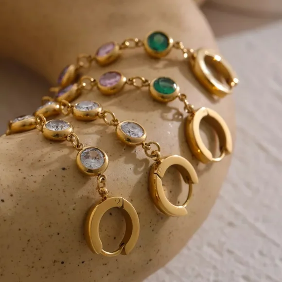 Elegant Colourful Diamond Earrings - Picture 2 of 7